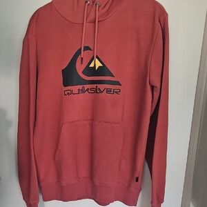 Quiksilver Red Pullover Hoodie Sweatshirt